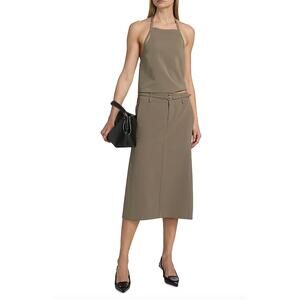 Vince Belted Pencil Midi Skirt in Oak Moss US 4